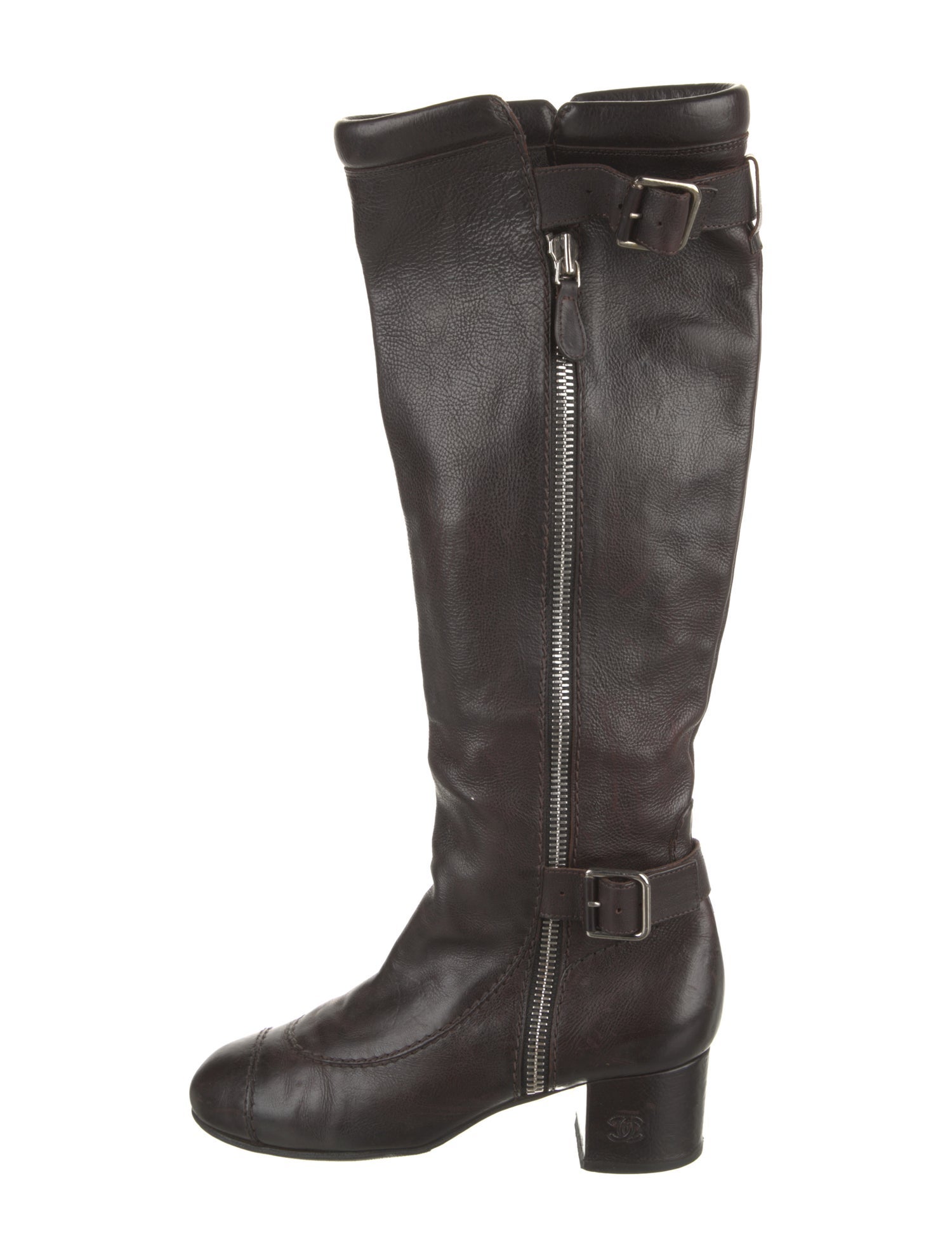 Chanel Interlocking CC Logo Leather Riding Boots
